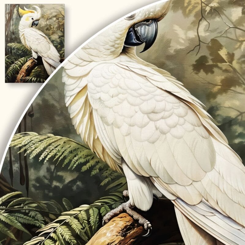 Obraz Papuga kakadu w tropikalnym lesie