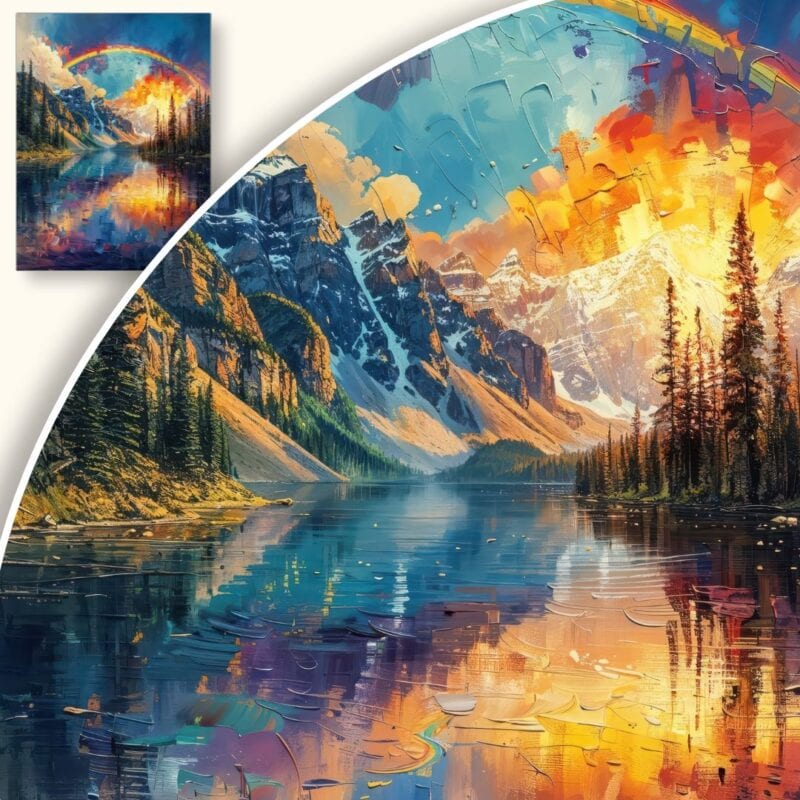 Obraz Górski pejzaż z tęczą