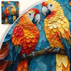 Obraz Papugi na gałęzi