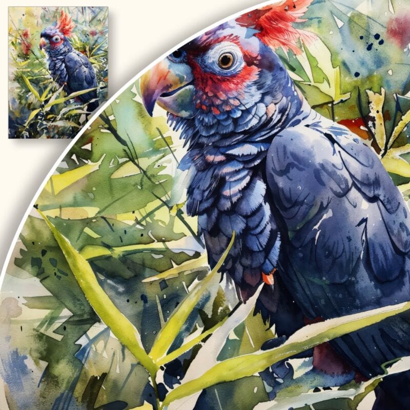 Obraz Papuga wśród egzotycznej roślinności