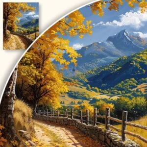 Obraz Jesienny krajobraz z widokiem na góry