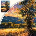 zc5-253-3n Obraz Drzewo wśród Pól o Zachodzie Słońca