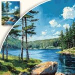 Obraz Górskie Jezioro w Otoczeniu Lasu