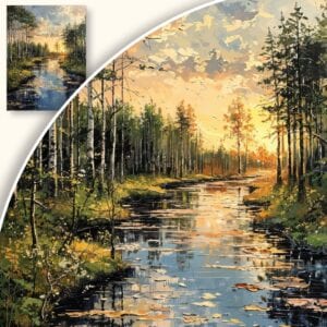 Obraz malowniczy krajobraz rzeczny z lasem