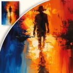 Obraz Fragmentaryczna sylwetka w dynamicznym świetle