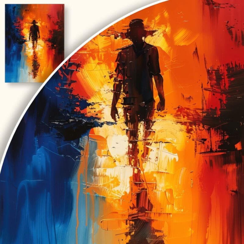 Obraz Fragmentaryczna sylwetka w dynamicznym świetle