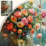 zc5-277-3n Obraz Róże w wazonie przy oknie