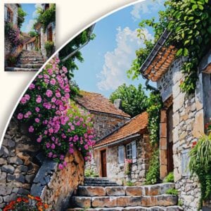 Obraz urokliwa kamienna uliczka w miasteczku