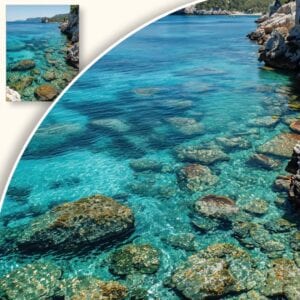 Plakat Malownicze wybrzeże z turkusową wodą