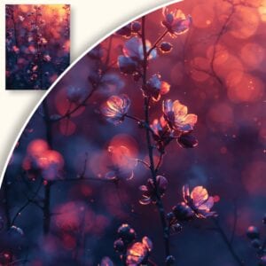 Plakat Kwiaty w blasku zachodu słońca