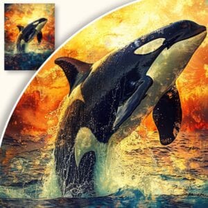 Obraz Orka w zachodzie słońca