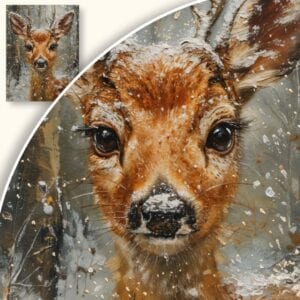 Obraz młody jeleń w zimowym lesie