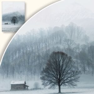 Plakat Samotne drzewo w zimowym krajobrazie