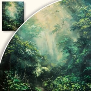 Obraz las z potokiem o poranku