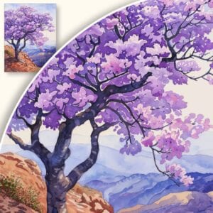 Obraz Kwitnące drzewo na tle gór