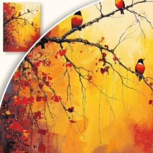 Obraz Jesienne ptaki na gałęzi