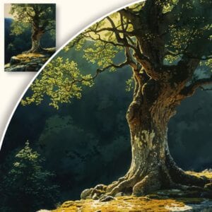 Plakat Drzewo w promieniach słońca