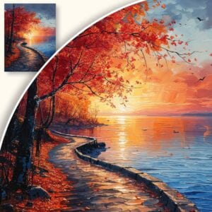 Obraz Jesienny Zachód Słońca nad Jeziorem