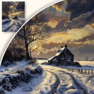 Obraz Wiejski dom w zimowej scenerii